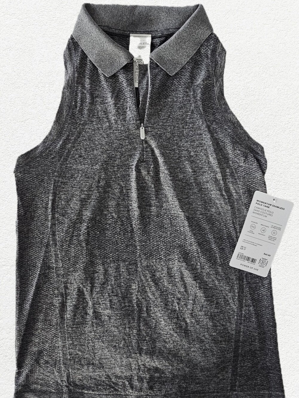Athleta Charcoal Grey Sleeveless Polo Zip Tank - Athleta